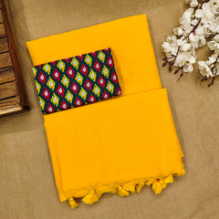 YELLOW COLOUR TRADITIONAL LOOKING COTTON SAREE