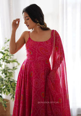 Pure Chiffon Bandhani Gown