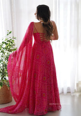 Pure Chiffon Bandhani Gown