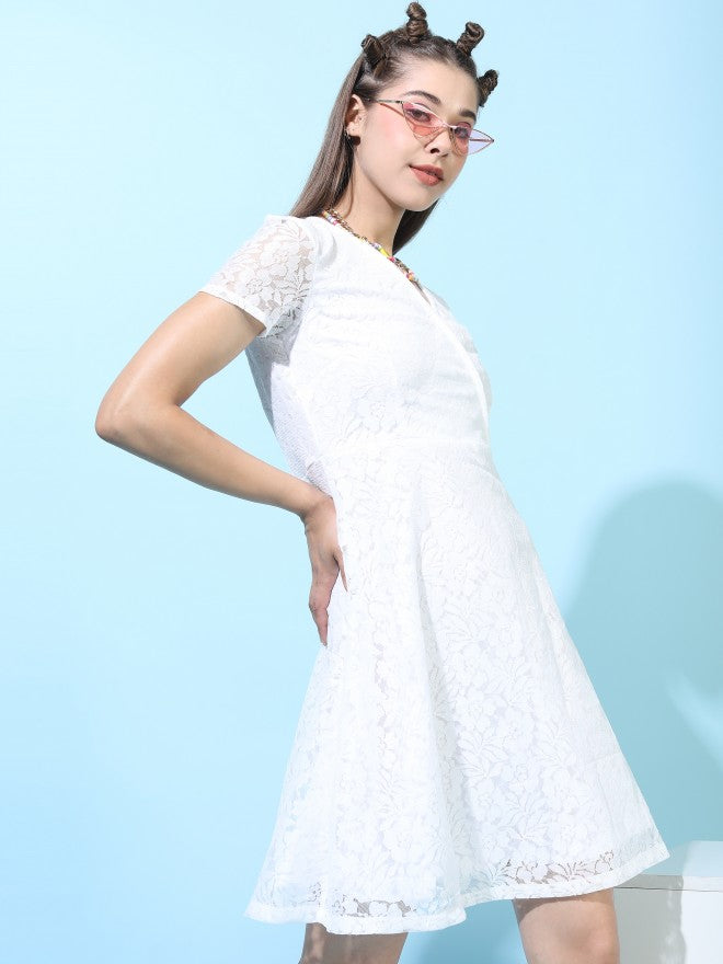 Women A-line White Dress