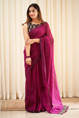 PURPLE COLOUR TRADITIONAL LOOKING CHANDERI COTTON SAREE