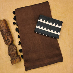 COFFIE COLOUR TRADITIONAL LOOKING COTTON SAREE