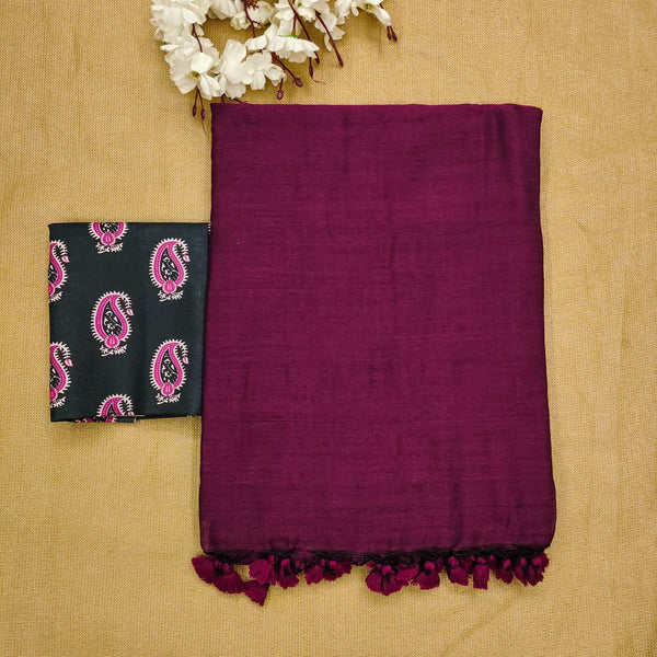PURPLE COLOUR TRADITIONAL LOOKING COTTON SAREE