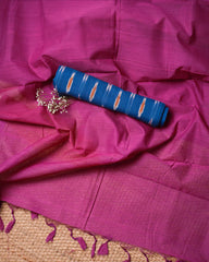 Pink colour traditional looking chanderi cotton saree