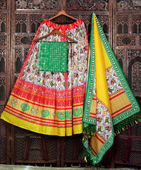 MULTI COLOR SOFT BUTTER SILK DIGITAL PRINTED LEHENGA CHOLI