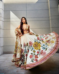 MULTI COLOR SOFT BUTTER SILK DIGITAL PRINTED LEHENGA CHOLI