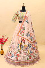 MULTI COLOR SOFT BUTTER SILK DIGITAL PRINTED LEHENGA CHOLI