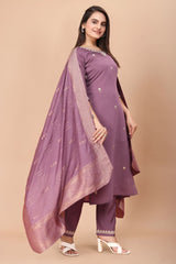 Pastel Purpl KURTA SET WITH DUPATTA