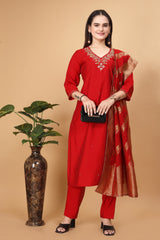 RED Kurta Set With Dupatta