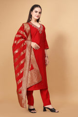 RED Kurta Set With Dupatta