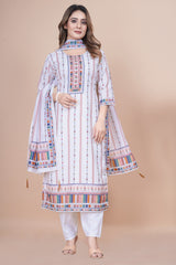 Off White Kurta Set With Dupatta