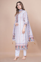 Off White Kurta Set With Dupatta