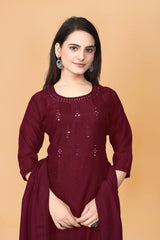 Maroon KURTA SET WITH DUPATTA