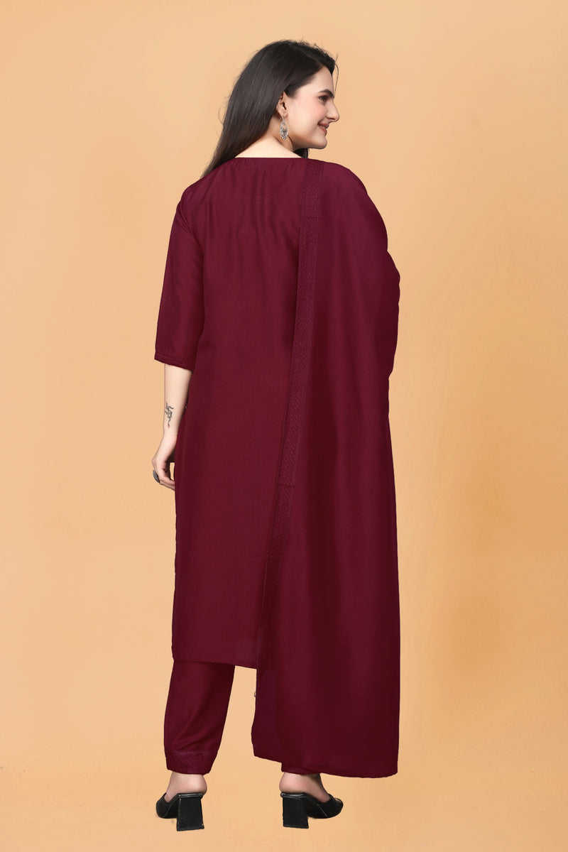 Maroon KURTA SET WITH DUPATTA