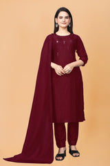 Maroon KURTA SET WITH DUPATTA