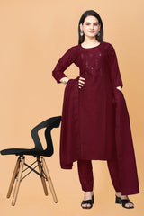 Maroon KURTA SET WITH DUPATTA