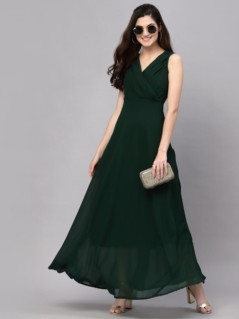 Women Fit and Flare Green Dress