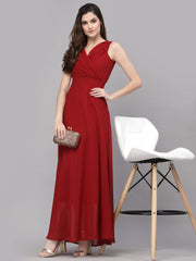 WOMEN FIT AND FLARE RED DRESS