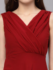 WOMEN FIT AND FLARE RED DRESS