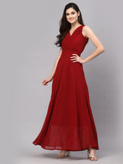 WOMEN FIT AND FLARE RED DRESS