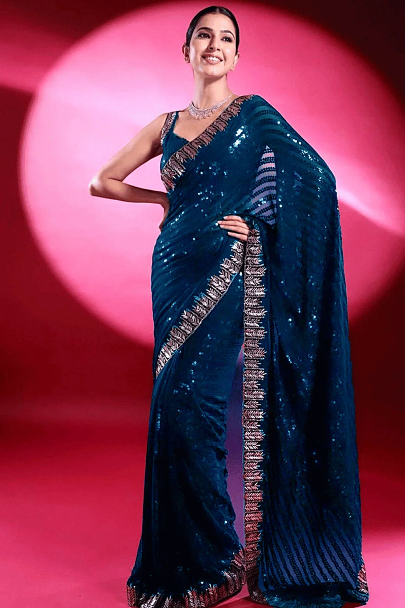 Black Sequin's Georgette Saree