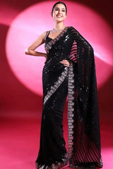 Black Sequin's Georgette Saree