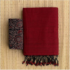 surpassing maroon color traditional looking chanderi cotton saree