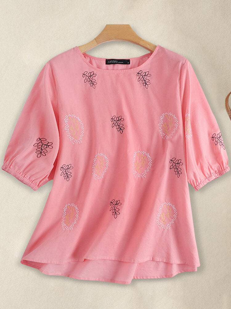 PEACH EMBROIDERED CASUAL RAYON TOP