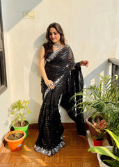 Black Sequin's Georgette Saree