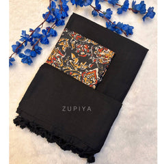 BLACK PLAIN SAREE WITH DESIGNER BLOUSE