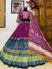 MULTI COLOR SOFT BUTTER SILK DIGITAL PRINTED LEHENGA CHOLI