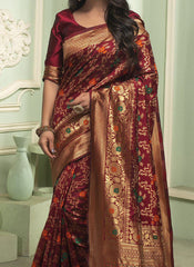 Maroon Banarasi Silk Saree