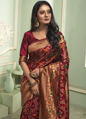 Maroon Banarasi Silk Saree